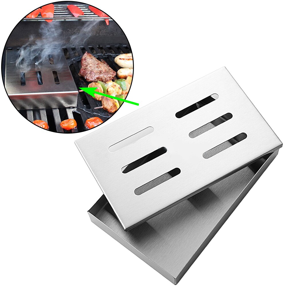 Wood Chips BBQ Smoker Box for Indoor Outdoor Charcoal Gas Barbecue Grill Meat Infused Smoke Flavor Accessories Smoker Box