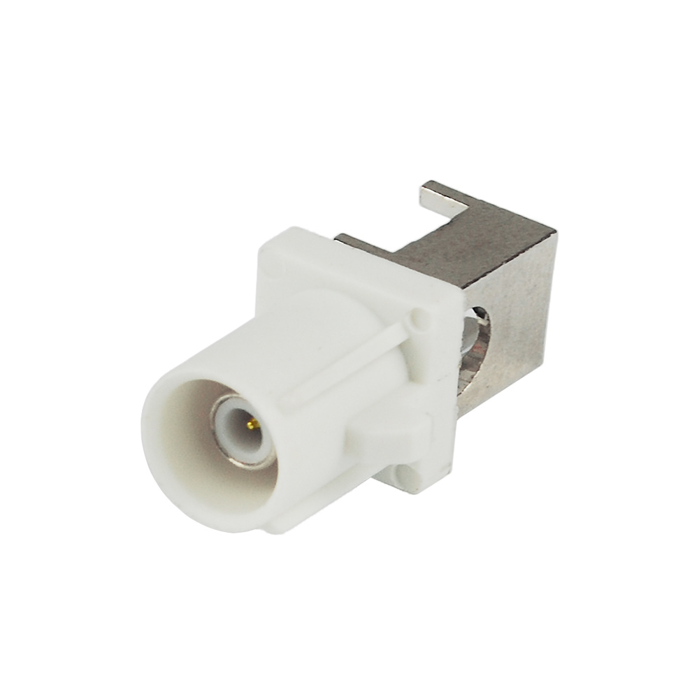 Superbat 10pcs Fakra White/9001 Male End Launch PCB Mount Right Angle Fakra Radio Connector