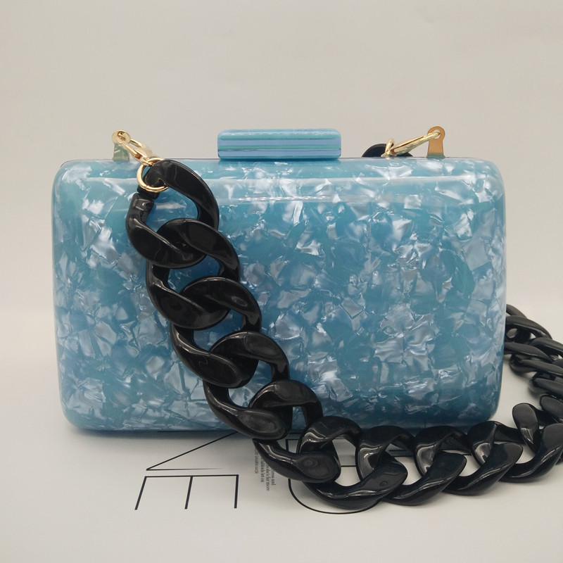 Bolsos acrílicos de a la para mujer, carteras de noche, bonitos, para , graduación, bolso de mano informal para novia, color rosa y azul,: Blue B