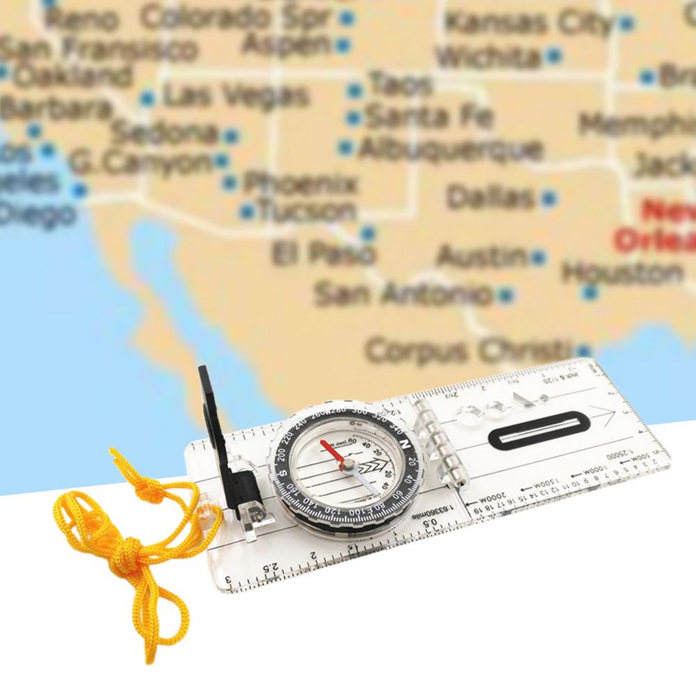 Lightweight Baseplate Ruler Map Scale Compass Multi-Function Magnifying Compass For Hiking Outdoor Thumb Compass