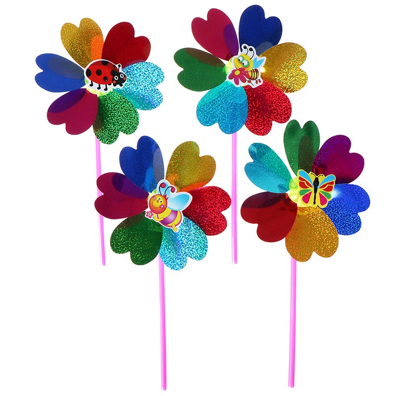 1pc farverige dekoration børnelegetøj pailletter vindmølle vind spinner hjem havehave