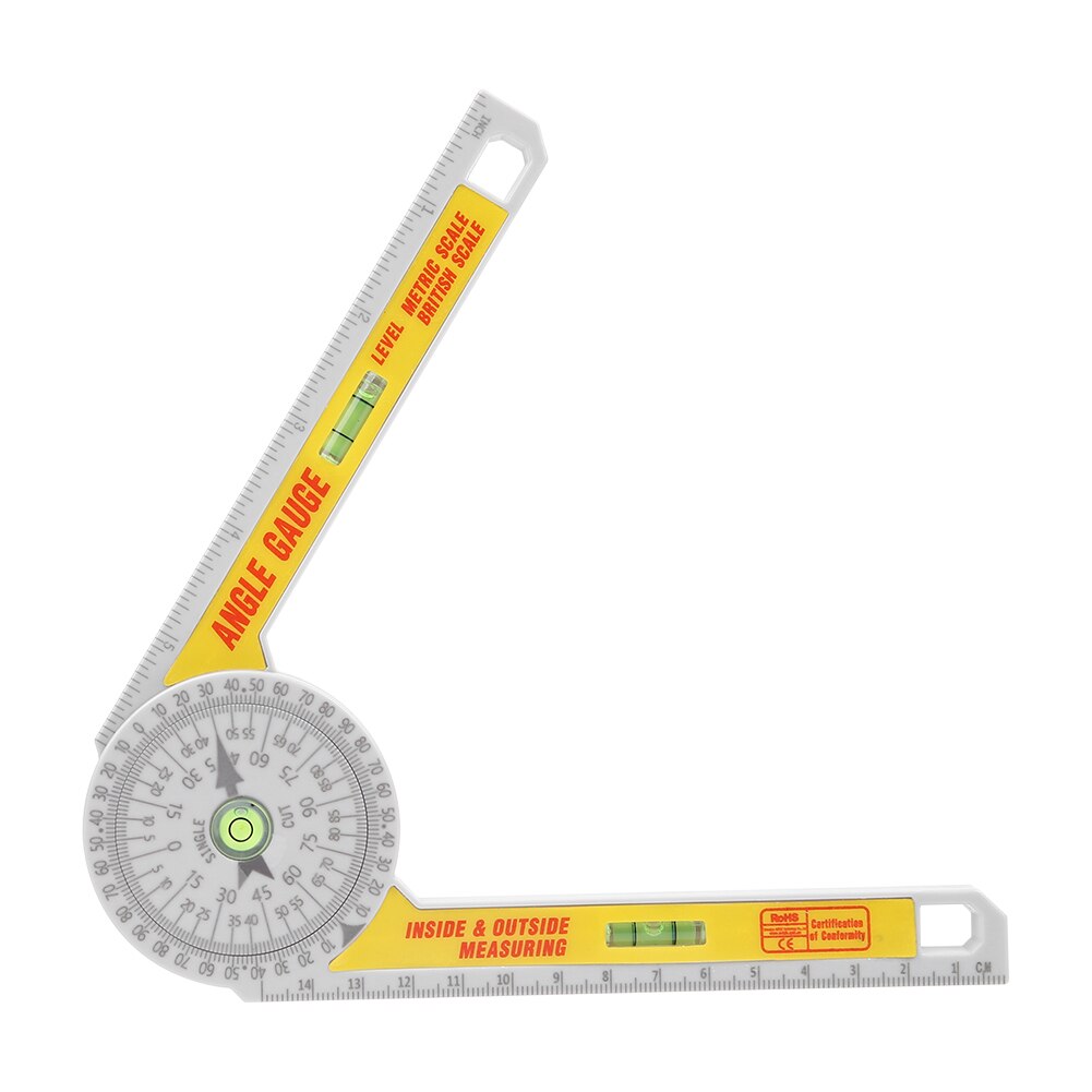 360 Graden Verstekzaag Gradenboog Met Waterpasbel Hoge Nauwkeurigheid Hoekzoeker Gauge Goniometer Meten Ruler Tool: Double Bubble