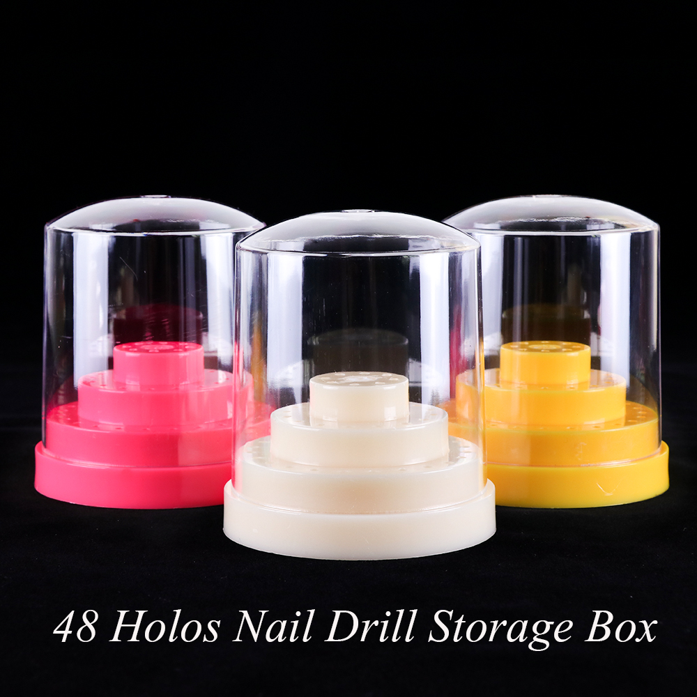 48 Holes Acrylic Nail Drill Bit Storage Box Manicure Cutters Stand Display Holder Nail Drill Container Case Nail Art Tools SA734