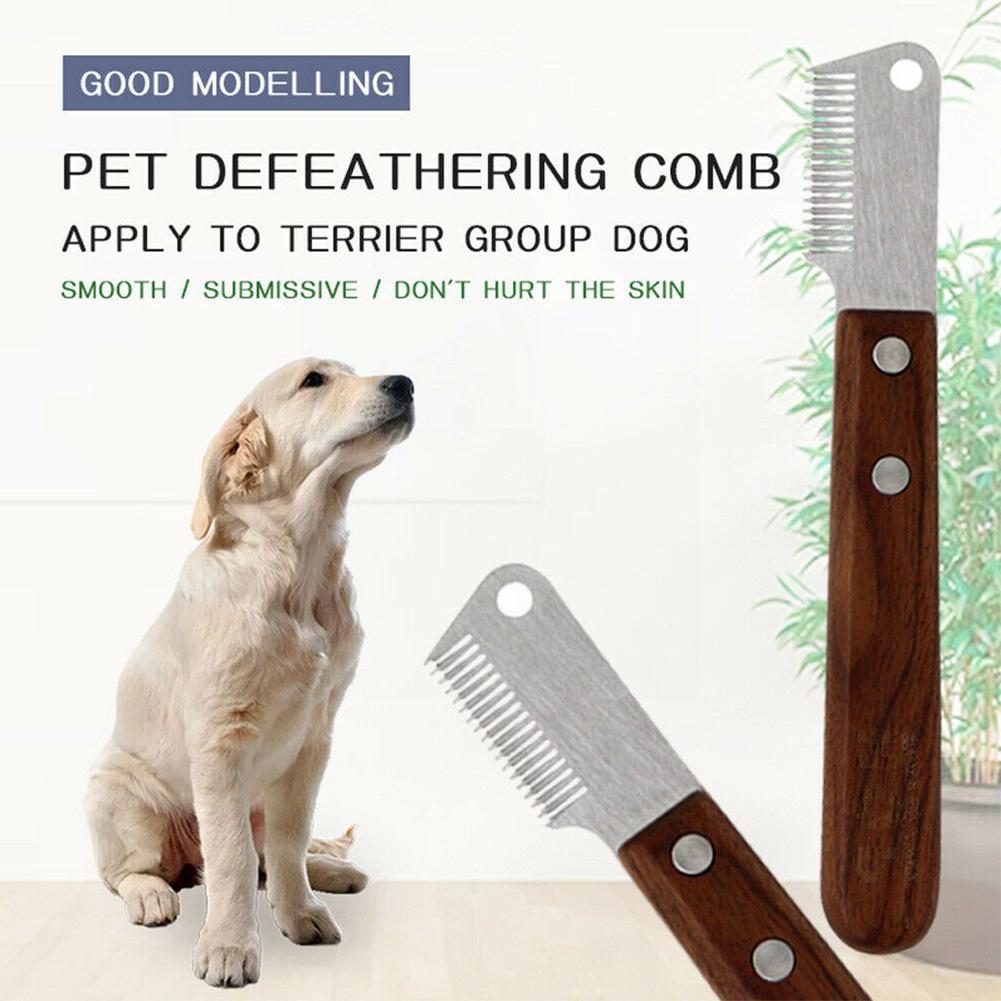 Haustier ist hingefallen Trimmen Dematting Pinsel Katze Pflege Hund Werkzeug Haar Hund Kamm Griff Liefert Strippen Messer Entfernung X5O1