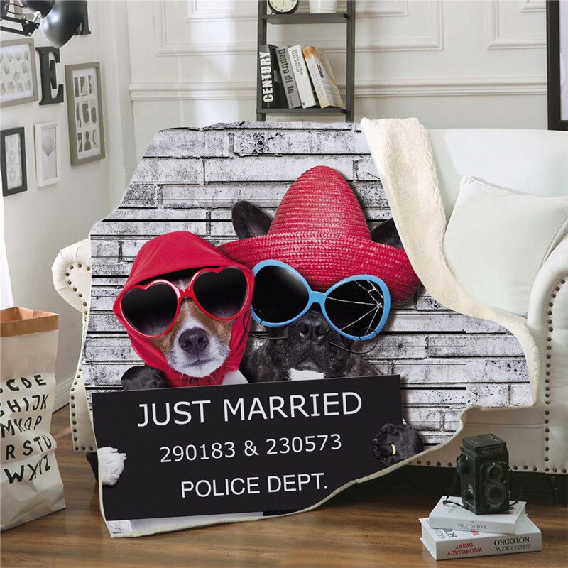 Onglyp plaid deken stoute hond stoute kat print dikkere sherpa fleece warme dekens voor bed bank bank stoel gezellige dekens: Type 6 / 150200cm