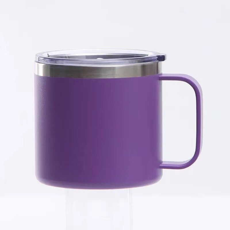 Vaso de Leche de acero inoxidable de 14oz, tazas de doble pared con aislamiento al vacío, vaso de vino de Metal con asas y tapas, taza de café deportiva: X6
