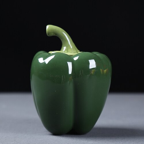 Kreative Keramik Tee Caddie Grün Pfeffer Tee Dosen Mini Tragbare Reise Lagerung Dosen Chinesischen Kung Fu Tee Kasten Keramik Tee Glas: Grün L