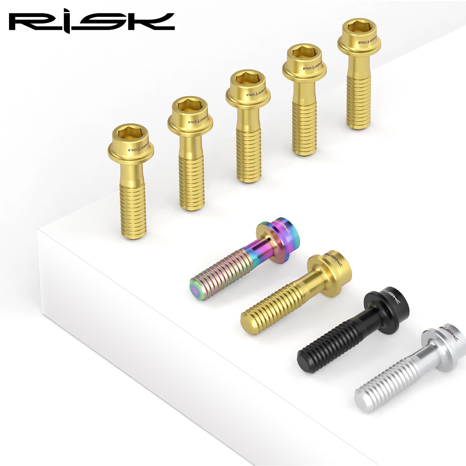 Pernos de vástago de titanio RISK, 6 uds., M5x16mm M5x18mm, tornillos de vástago de bicicleta de aleación de titanio, perno colorido para bicicleta de montaña, accesorios para bicicleta