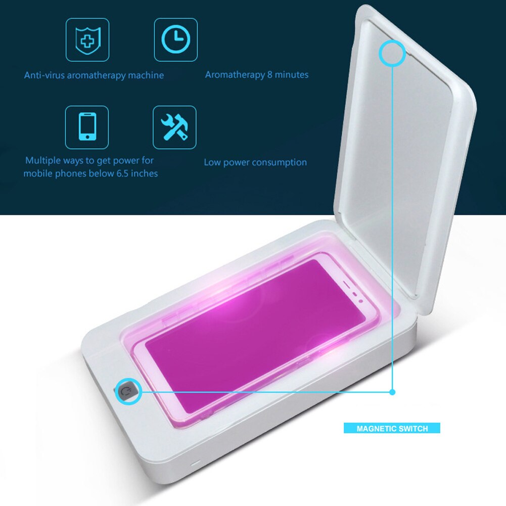 Aromatherapy UV Sterilizer USB Charging Disinfection Case Phone Disposable Mask Cleaner for Household Hygiene Supplies: White