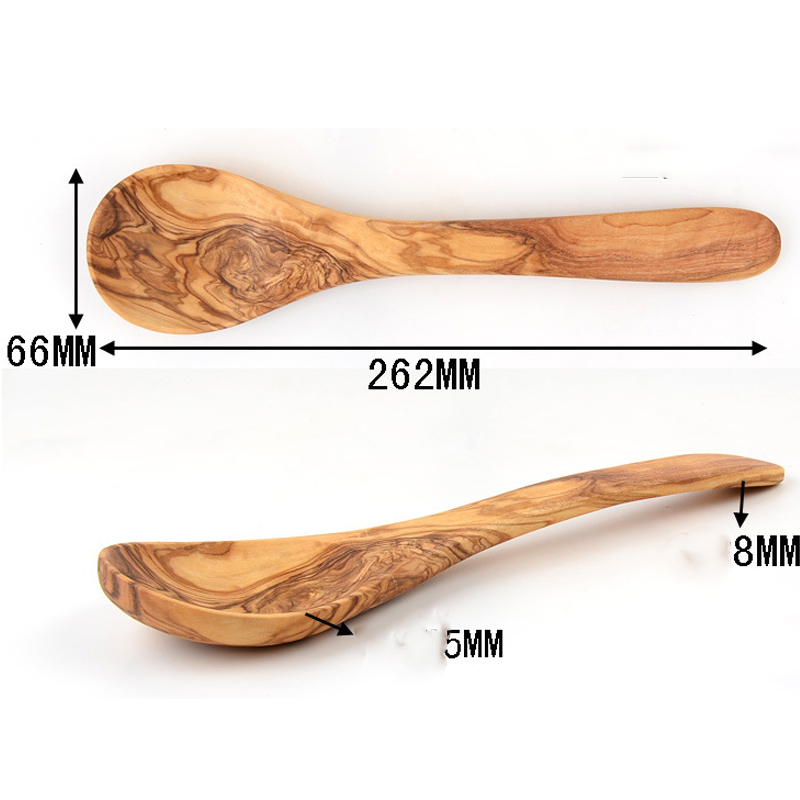 Olijf Houten Lepel Vork 1 Set Real Olivewood Servies Mengen Salade Tool Natuurlijke Salade servers