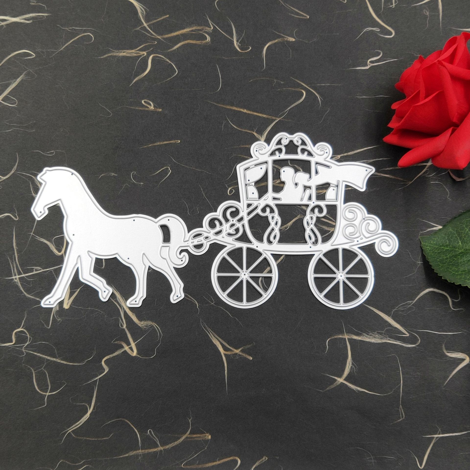 Delikat bryllup hestevogn prægning metal skære dør kscraft die snit til kortfremstilling scrapbooking valentinsdag dør: Default Title