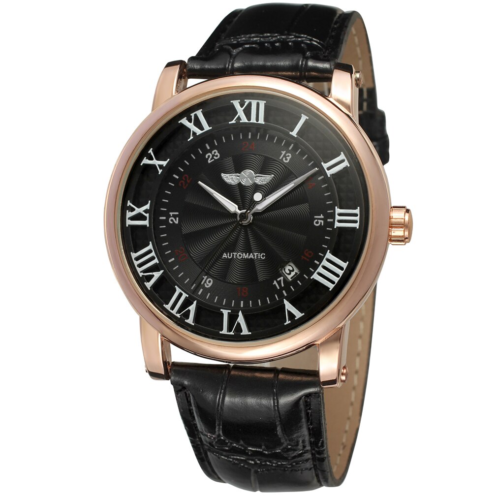 Top Winner Brand Automatic Watches Luxury Leather Watchband 24-hour Mechanical Clock Luminous Hands Calendar Date Clock