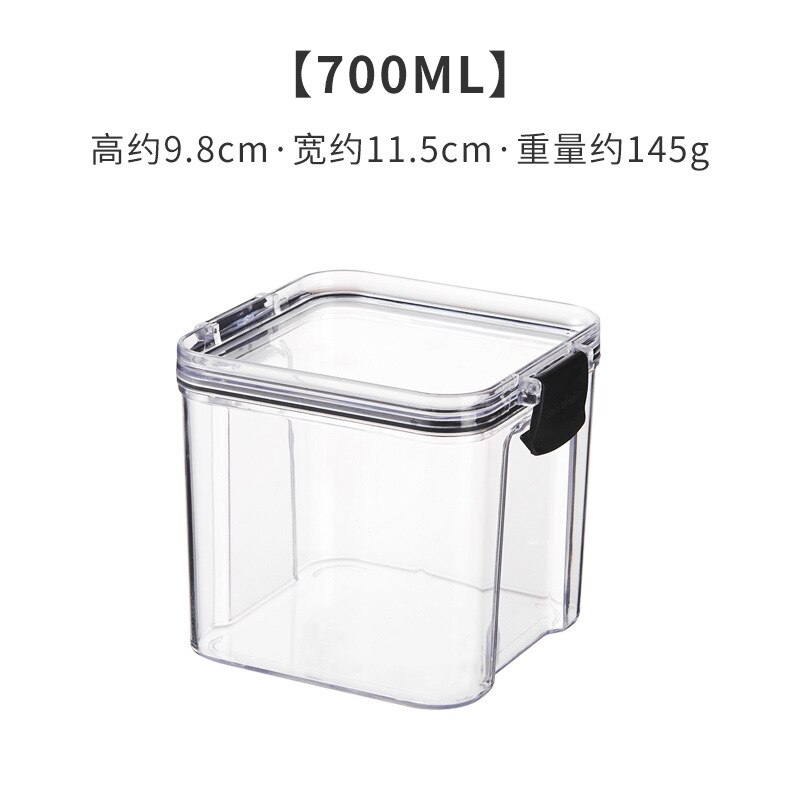 Food Storage Container Kitchen Gadgets Storage Refrigerator Box Multigrain Storage Tank Transparent Sealed Cans 700/950/1300ML: 700ml-Transparent