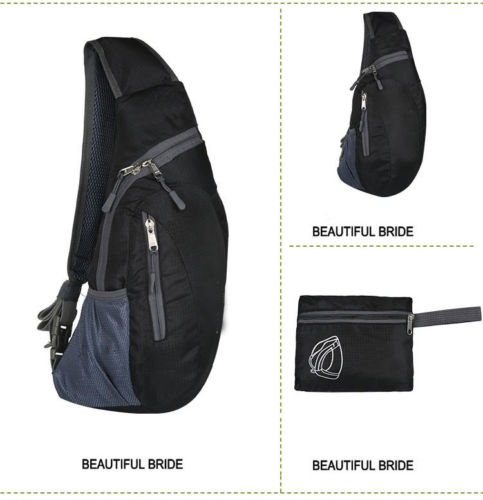 Sac à bandoulière en Nylon pour hommes et femmes, sacoche de Sport à la , sac à bandoulière de randonnée en plein air, sac de poitrine imperméable de: Black