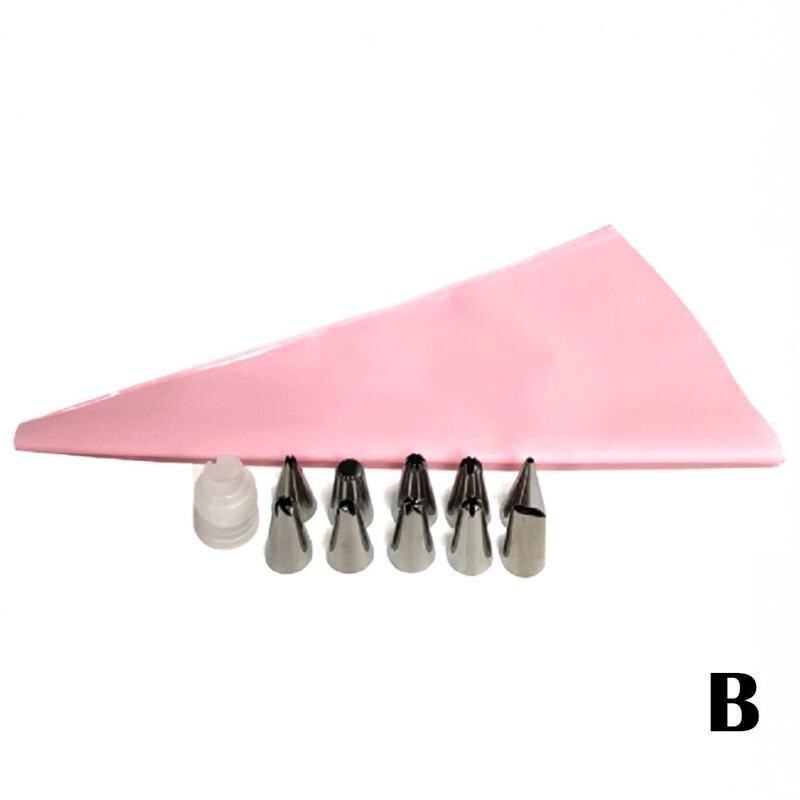 12 Stks/set Staal Nozzle Gebak Tips Converter Diy Eva Cake Gebak Decorating Gereedschap Tas M9K9: B