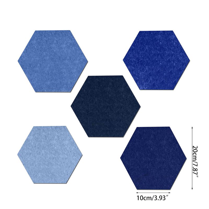 5Pcs Hexagon Vilt Pin Board Zelfklevende Bulletin Memo Foto Kurk Boards Kleurrijke Foam Muur Decoratieve Tegels
