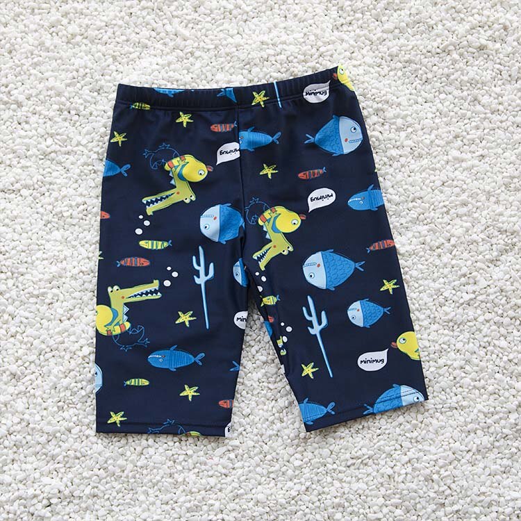 Boys Swim Trunks For 3-12Y Kids Knee Length Shorts Swim Beach Wear Fifth Pants Cartoon Boys Kids Trunks Swimsuit Bathing Suits: fish / XL