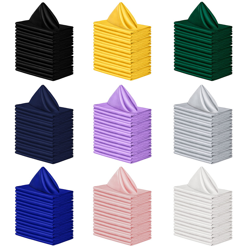 50pcs Satin Napkins Soft Dinner Napkins 43*43cm Square Table Napkins for Restaurant Weddings Party Dinner Decoration