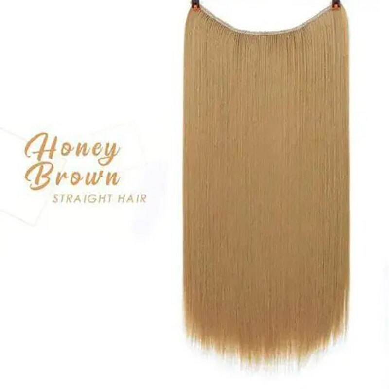 22 pouces femmes vague Extensions de cheveux Secret cheveux Extension bande synthétique naturel caché Secret Invisible fil cheveux pièce sans pince: B4