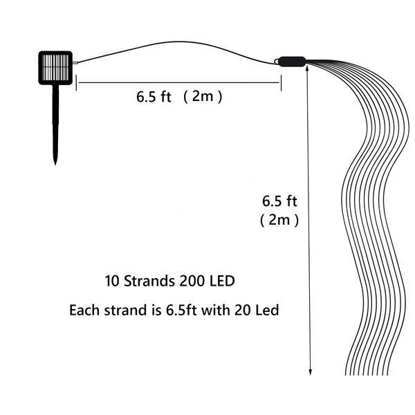 5 grenar koppartråd solar lampor fairy led string ljus 2 x 10m 200 led träd vinstockar gren utomhus trädgård vattenfall istappar
