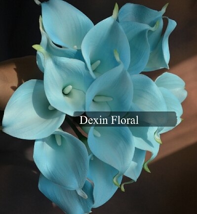 Calla Lilies Natural Real Touch Flowers Picasso Purple White Calla Lily For Wedding Bouquets Centerpieces: sky blue