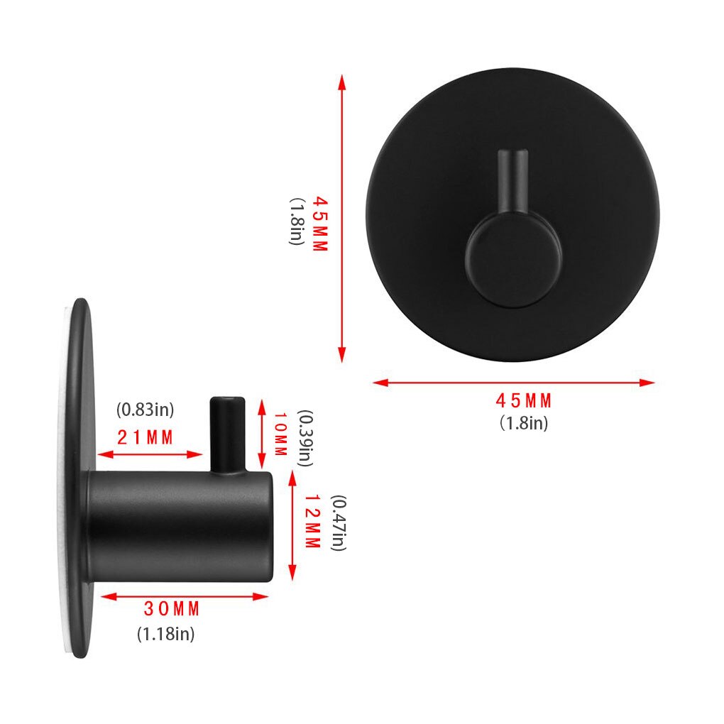 Rvs Kapstok Zwarte Zelfklevende Muur Haak Keuken Badkamer Handdoek Haak Muur Houder Hoed Handdoek Hanger 4.5x4.5x3cm