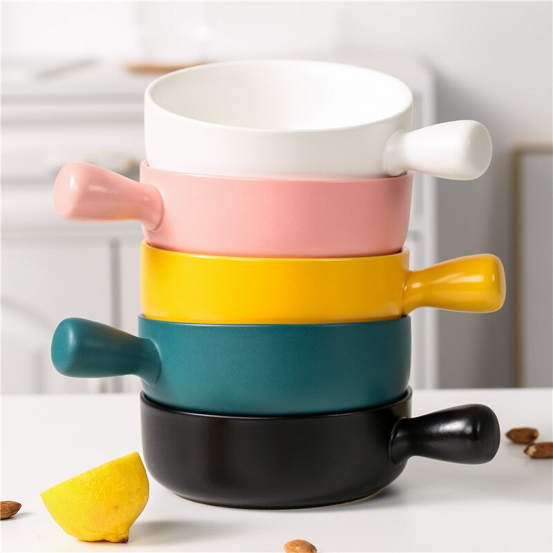 Ustensiles de cuisine bol à poignée en porcelaine bol pour étudiants vaisselle pour enfants saladier simple bol à pâtisserie en céramique