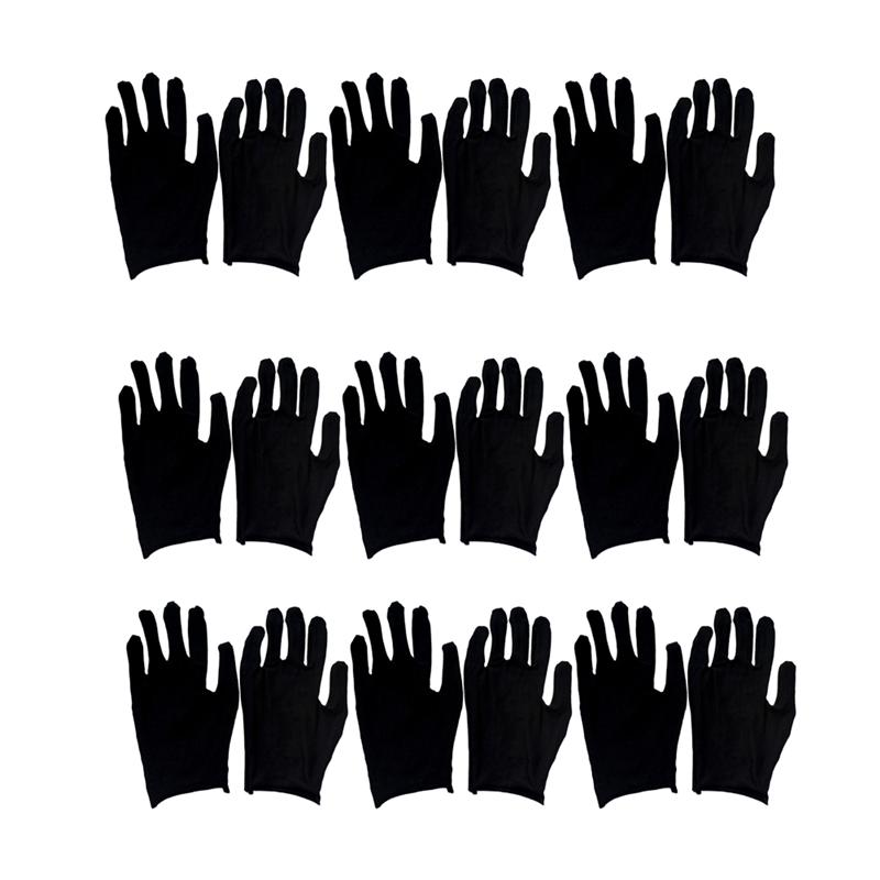 12 par bomuldshandsker arbejdshandsker handsker komfortable arbejdshandsker håndbeskyttelseshandsker sort til rengøring i hjemmet: Størrelse m (tykkere)