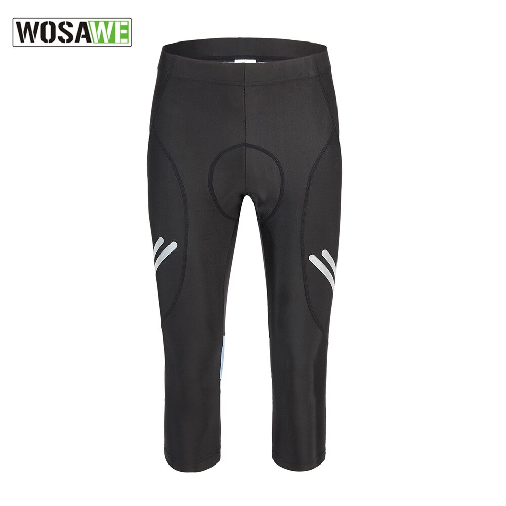 Wosawe herr cykling cropped byxor vadlånga reflekterande cykel tights kläder 3d gel vadderade ridning mtb spinning cykel shorts