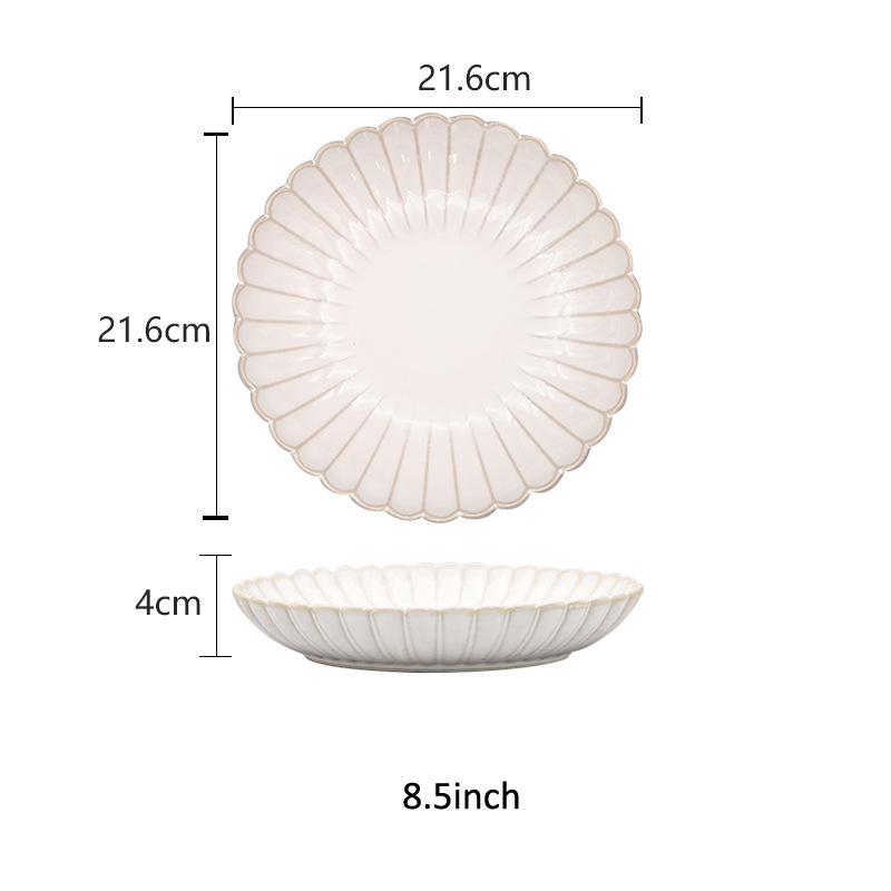 Kiln Changing Japanese Dinner Plates Ceramic White Glaze Tableware Set Western Steak Dish Salad Bowl Spoon Home Hotel Dinnerware: black