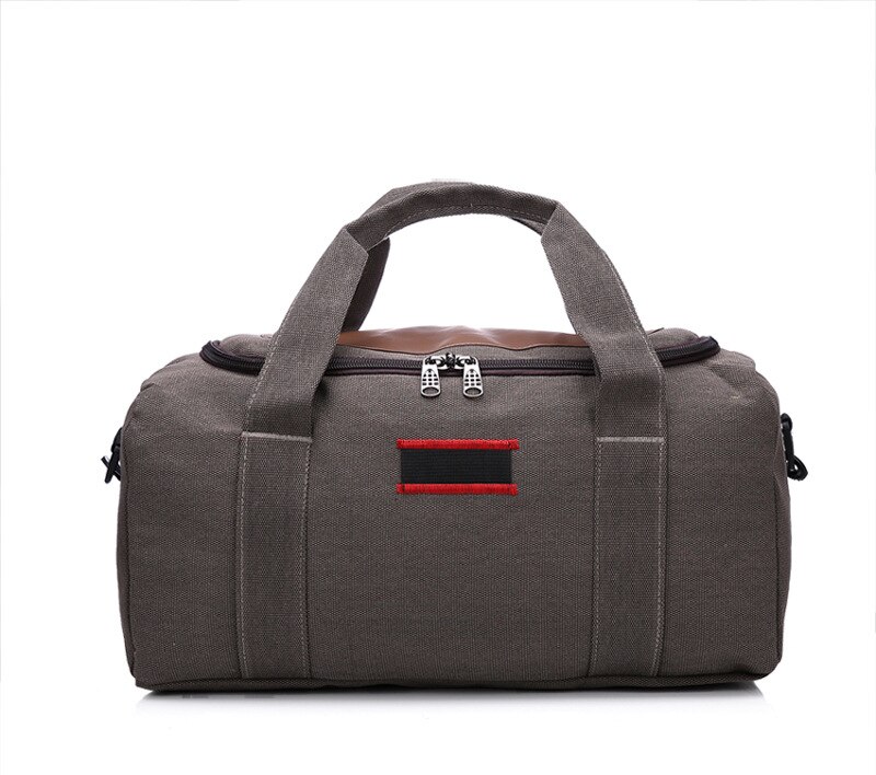 Große vintage-reisetasche aus canvas mit großem fassungsvermögen, tragbar, einfarbig, ideal für outdoor-aktivitäten, sport, zum aufhängen, verstellbar.: Groß khaki