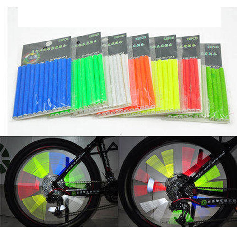 12 stk cykel reflekterende rem mountainbike ridehjul fælg eger mount clip tube sikkerheds advarselslys strip reflektor