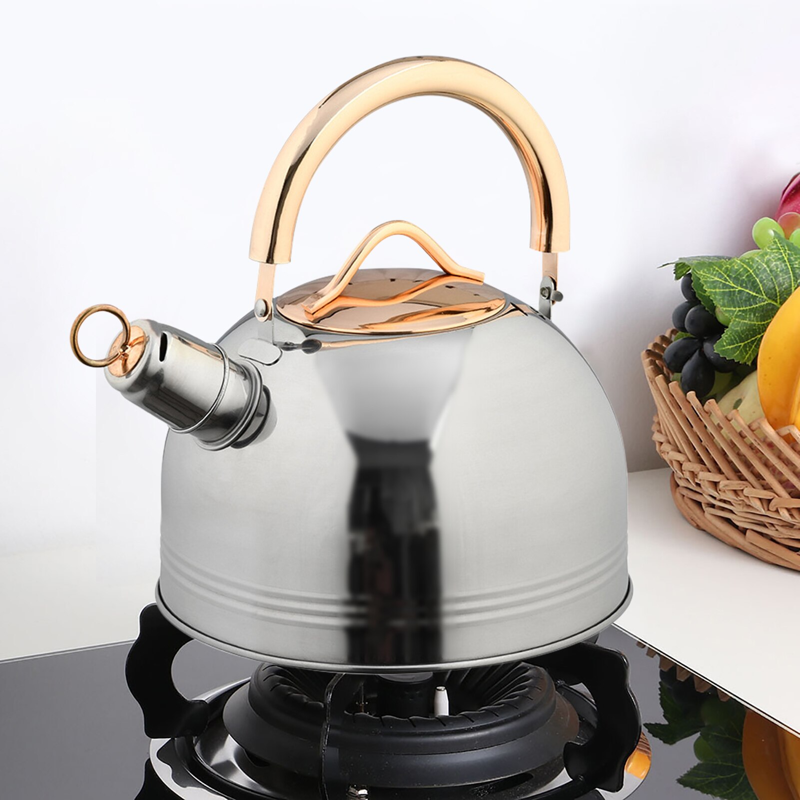 Rvs Fluitketel Thee Pot 3L Waterkoker Met Ergonomische Handvat Whistling Theepot Voor Inductie Fornuizen Gas Kachels