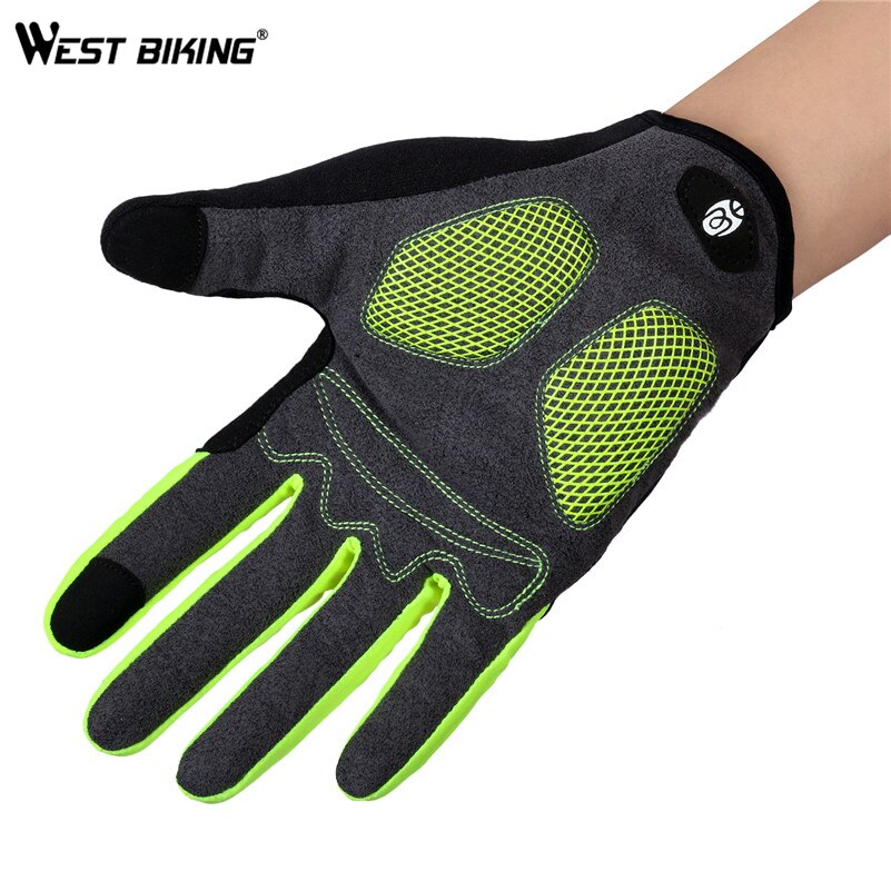 WEST BIKING Bicycle Glove Full Finger GEL Anti-Slip Touch Screen MTB Road Bike Men Women Outdoor Sport Breathable Cycling Gloves