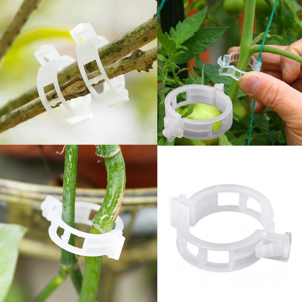 100pcs Reusable Plastic Plant Support Clips clamps For Plants Hanging Vine Garden Greenhouse Vegetables Tomatoes Clips