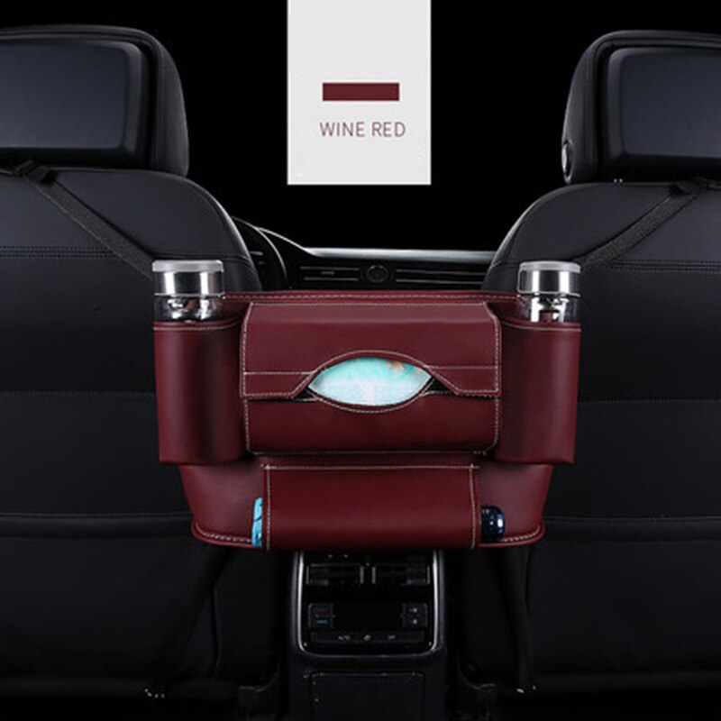 Advanced Car Net Pocket Handbag Holder PU Leather Between Car Seat Storage Black PU Leather Stowing Tidying Bag Interior: 05