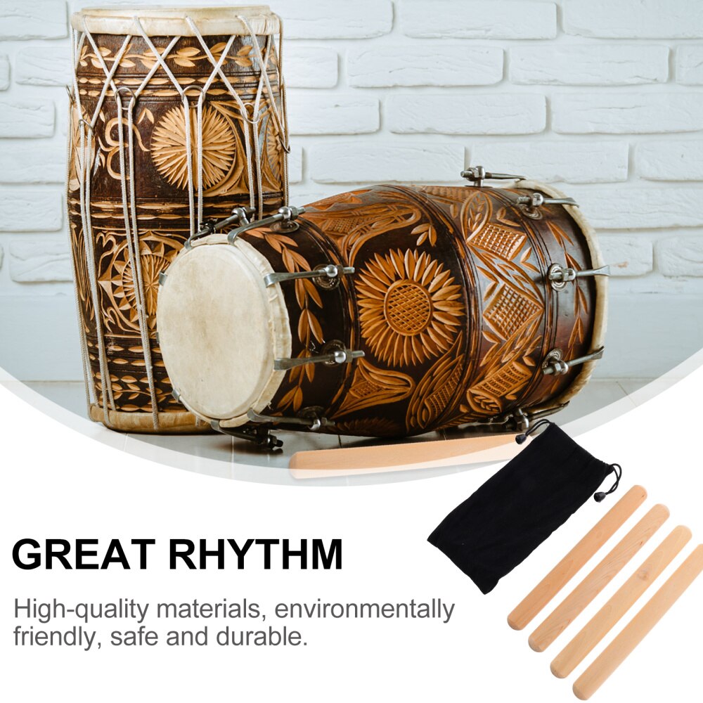 1 Set Rhythm Stick Portable Durable Rhythm Stick Musical Percussion Instrument with Bag for Children Beginner