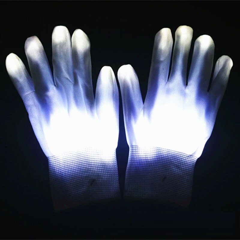 1 par de guantes de iluminación LED, accesorios de iluminación para fiestas de Navidad y Halloween, luces LED para dedos, danza fluorescente, coloridos Guantes luminosos: white