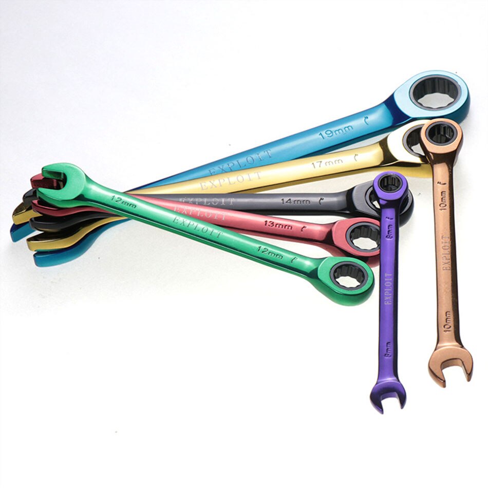 7pcs Color ratchet wrench Multi-function dual-purpose open movable wrench Hand Tools Set 8-19mm