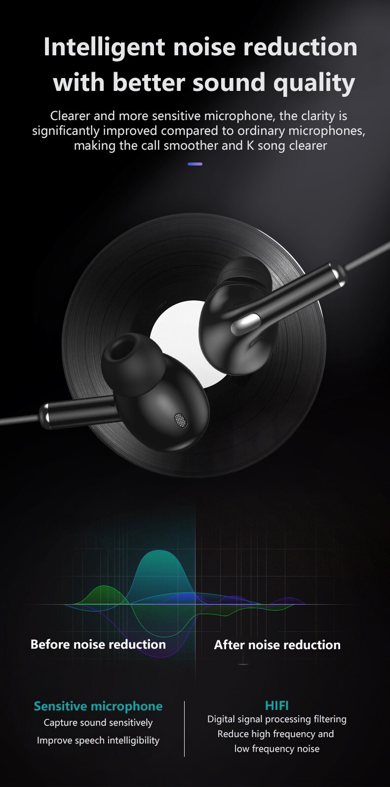 Fast Bluetooth Wireless Sports sweatproof Headphones Noise reduction bass wireless headphoneswith microphone