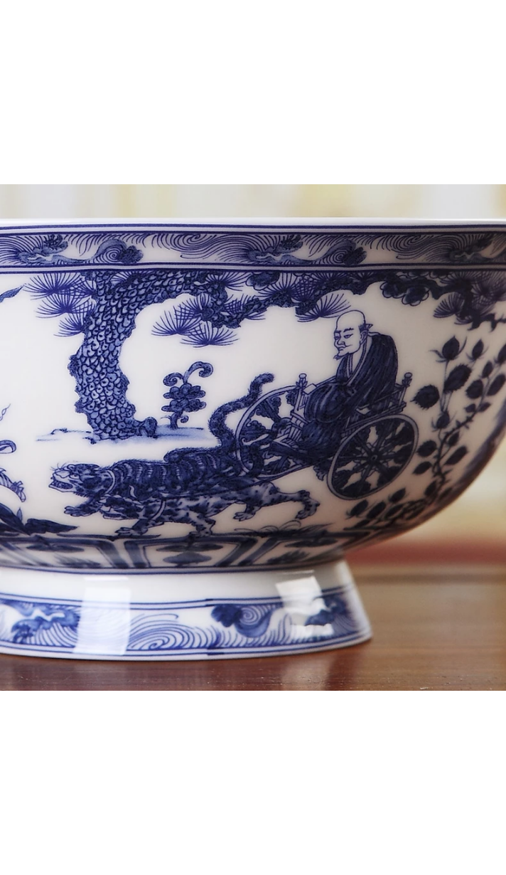 Exquisite Chinese Classical Blue and White Porcelain Auspicious Ancient People Bowl