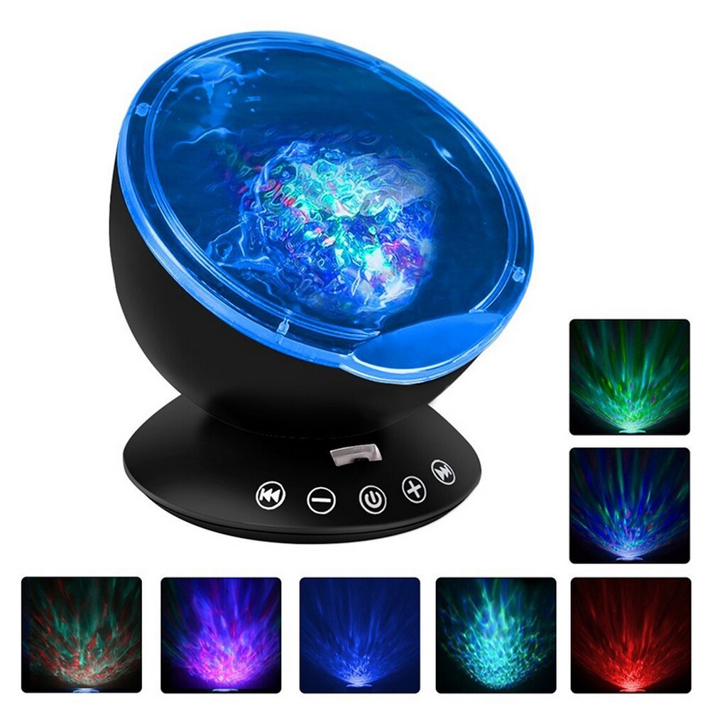 USB Remote Control Colorful Ocean Wave Projector Round Ocean Wave Daren Projection Lamp Birthdays Anniversary Celebrations