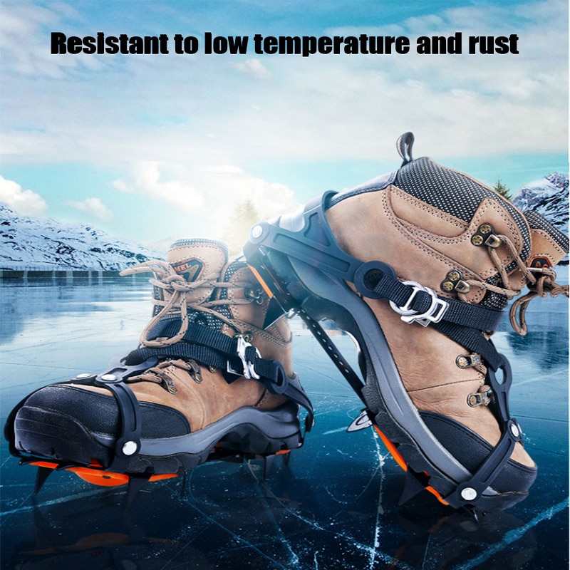 Equipo de escalada ajustable de acero al manganeso, 10 dientes, pinzas para zapatos antideslizantes para nieve y hielo, dispositivo de Crampon para montañismo