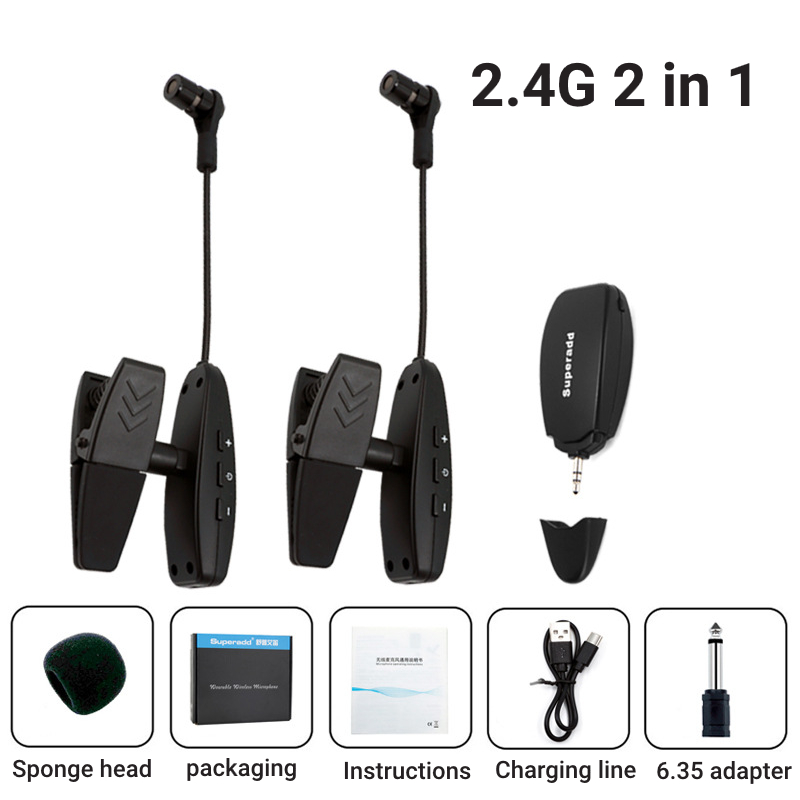 Instrumentos sem fio captador amplificador uhf 2.4g microfone receptor sem fio transmissor para saxofone trompete chifre tuba flauta: ROXO