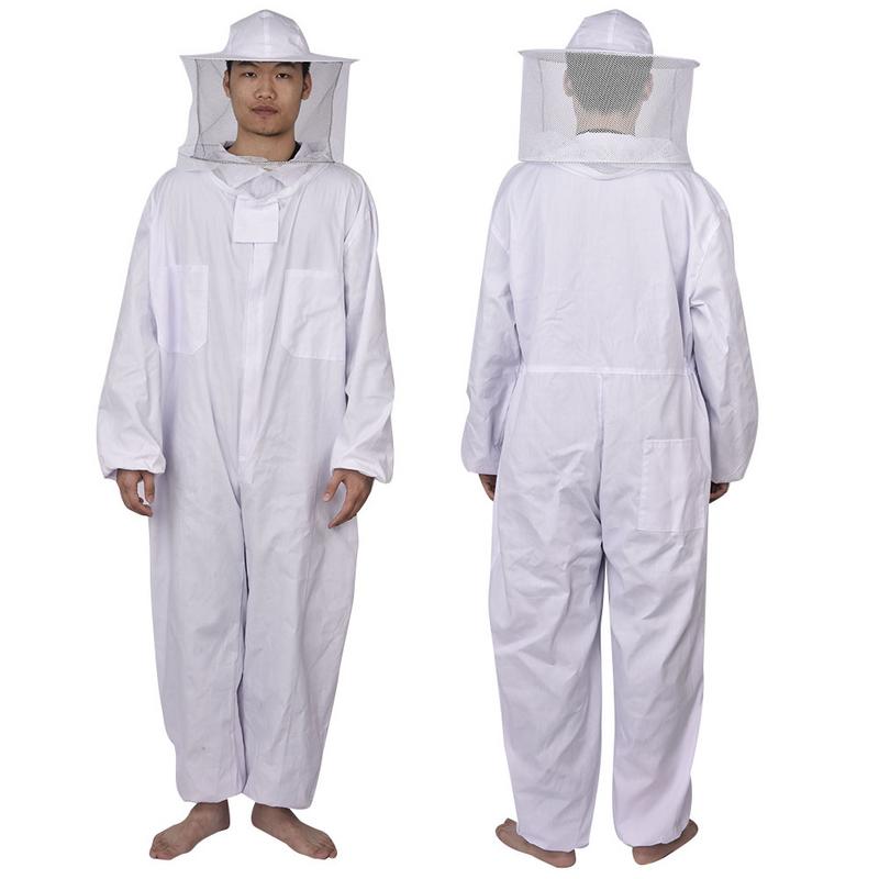 Traje de protección blanca para apicultura de cuerpo entero duradero abrigo de abeja protección Apidae miel Anti pico ropa de protección práctica