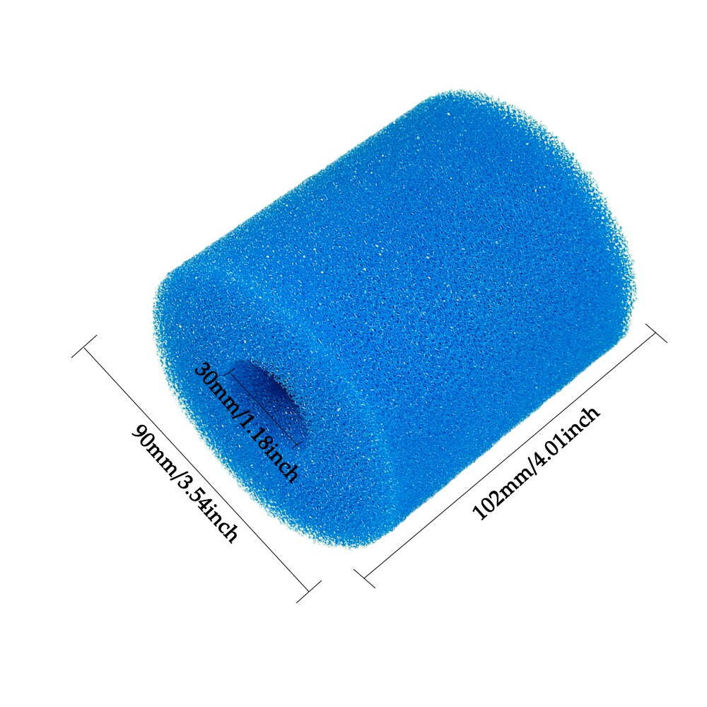 Genanvendelig vaskbar swimmingpool filter skum svamp patron til intex type h rengøring udskiftning: 30 x 90 x 102mm blå