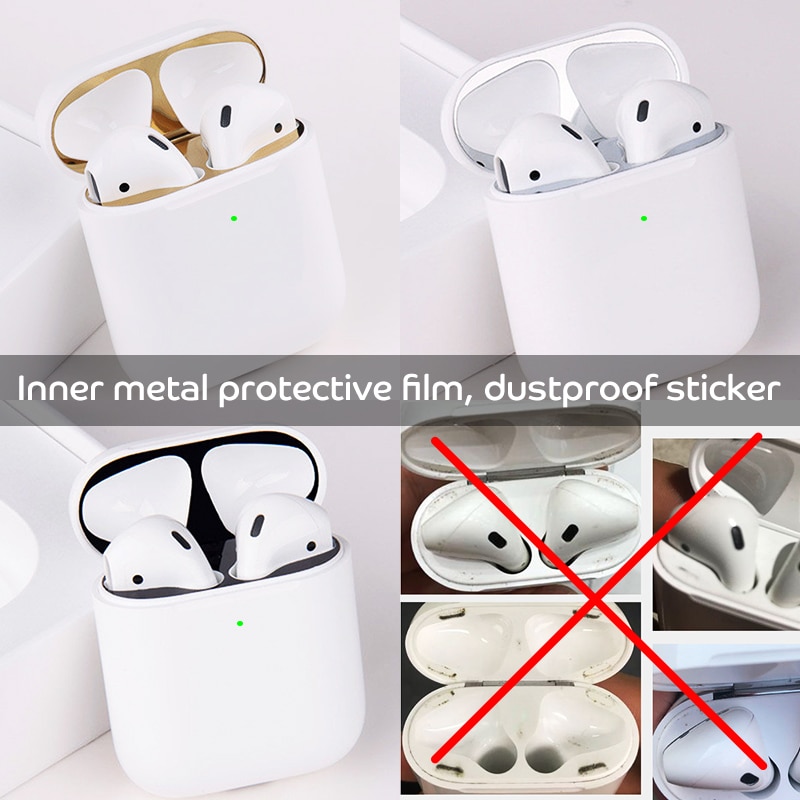 Dust Guard Effen Skin Shell Oortelefoon Case Installeren Stofdicht Praktische Bescherming Sticker Metalen Duurzaam Voor Airpods 2 2nd