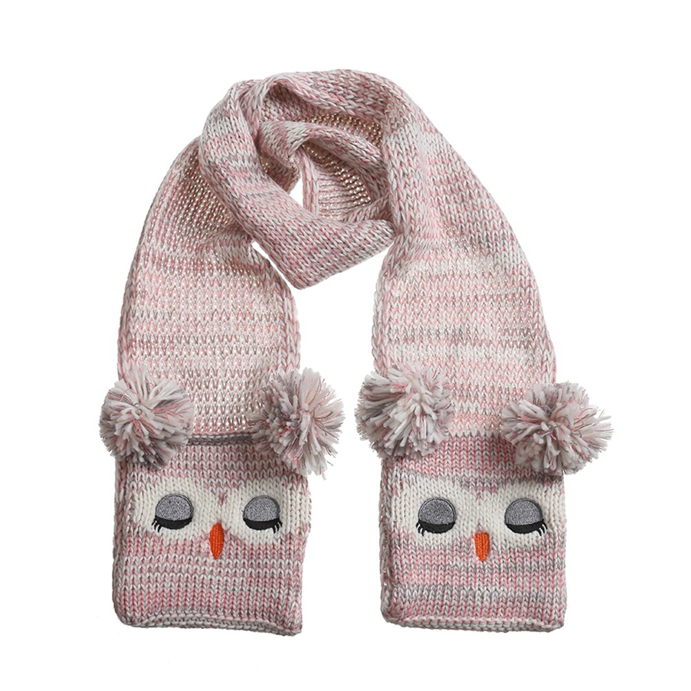 Cartoon Autumn Winter Children Scarf Cute Shawls Thick Warm Neck Soft Wrap Scarves Knitted Neck Warmer for Outdoor Camping: Pink