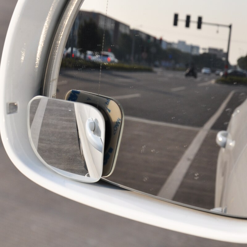 Ventilatorformet & 3m tapet spejl med bred blindplet, rammeløs ,2- vejs applikation: fast  or 360 graders justerbar ,1 par, gratis skib