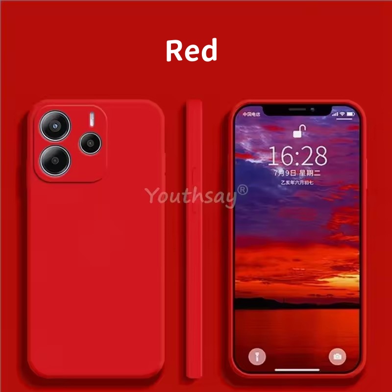 Coque de luxe en silicone liquide pour Redmi Note 14, coque de téléphone souple, pare-chocs d'origine, 5G: Rouge